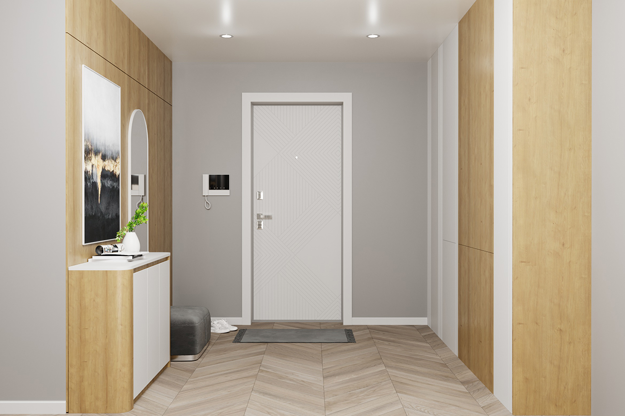 Входная дверь Гардиан в интерьере с отделкой 6 Геометрия 10